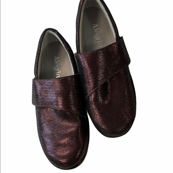 Alegria Lauryn Burgundy Metallic Clogs Shoes 8 8.5 - Picture 2 of 8